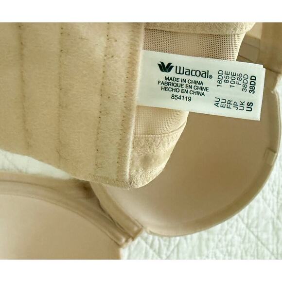 Wacoal 854119 Red Carpet Strapless Underwire Bra Size 38DD Sand EUC - Picture 8 of 10